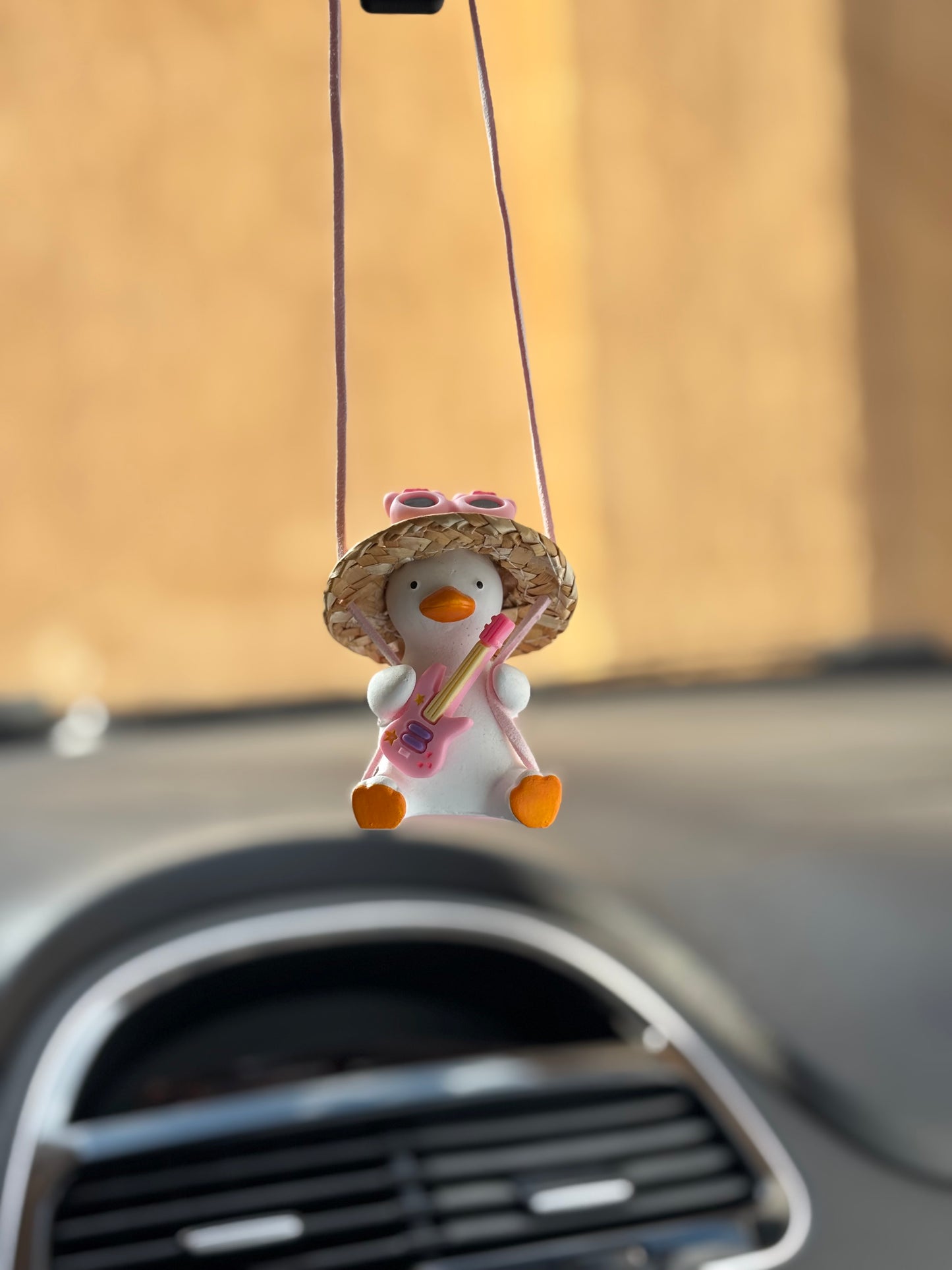Pink Guitar Duck Mirror Pendant