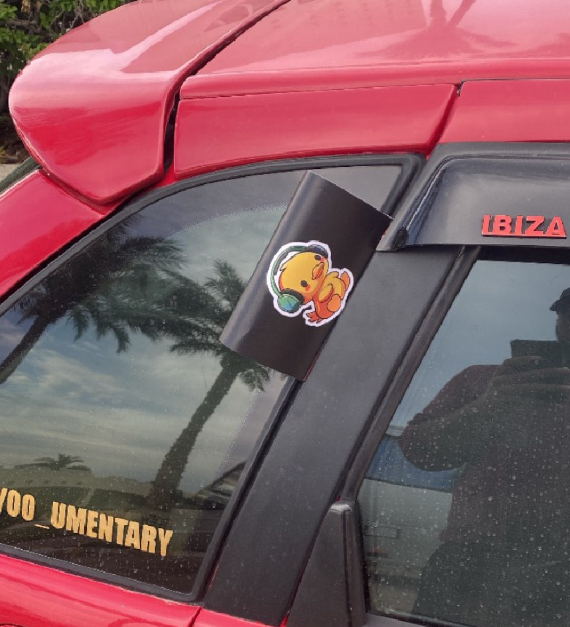 Duck With Headphones Car Tag