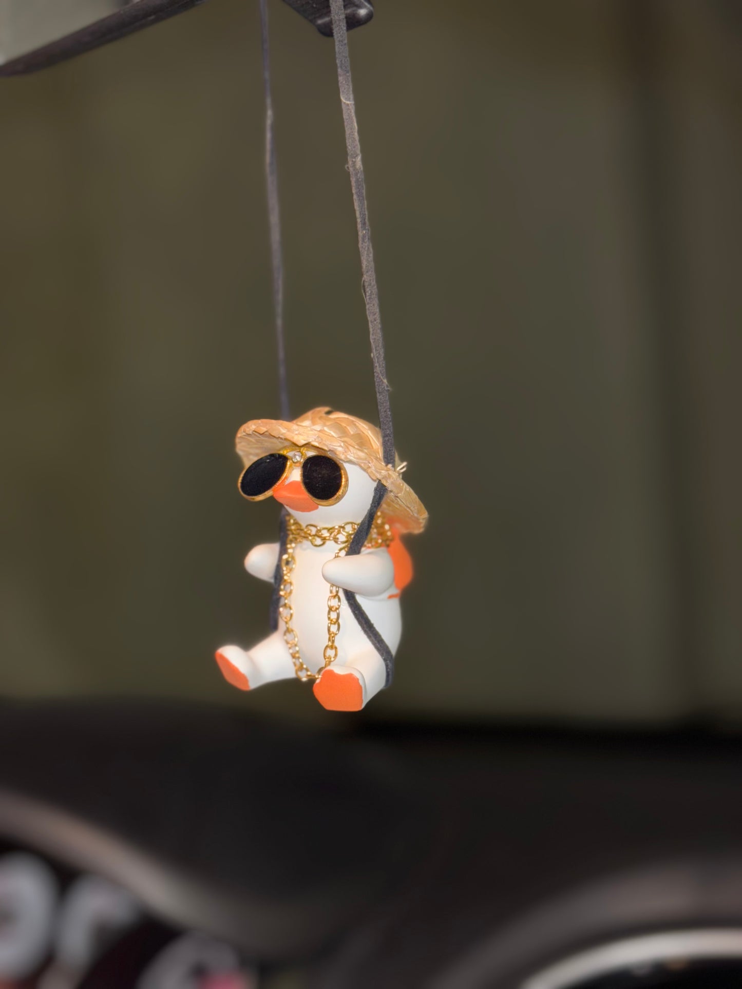 Orange Duck Mirror Pendant