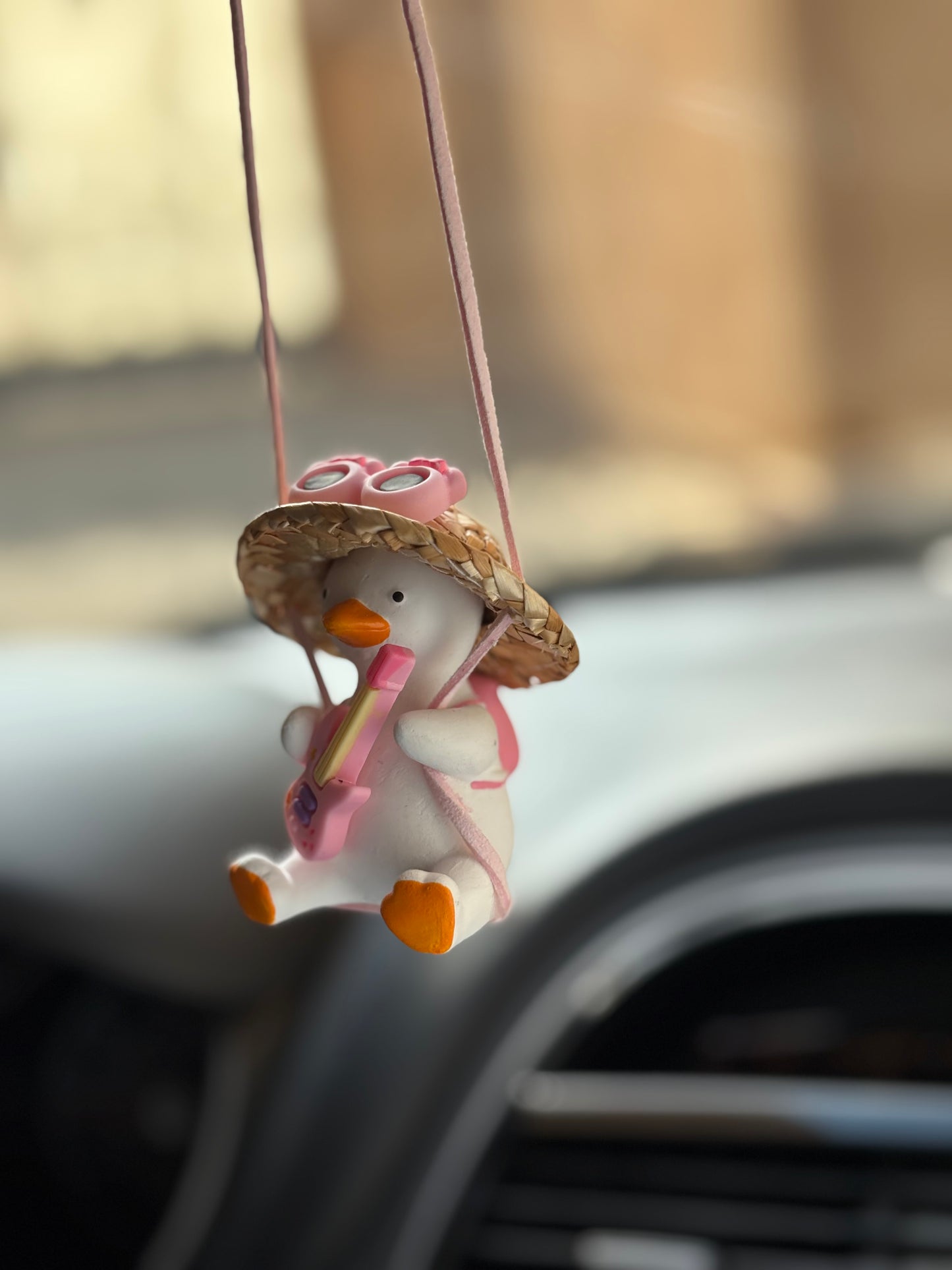 Pink Guitar Duck Mirror Pendant