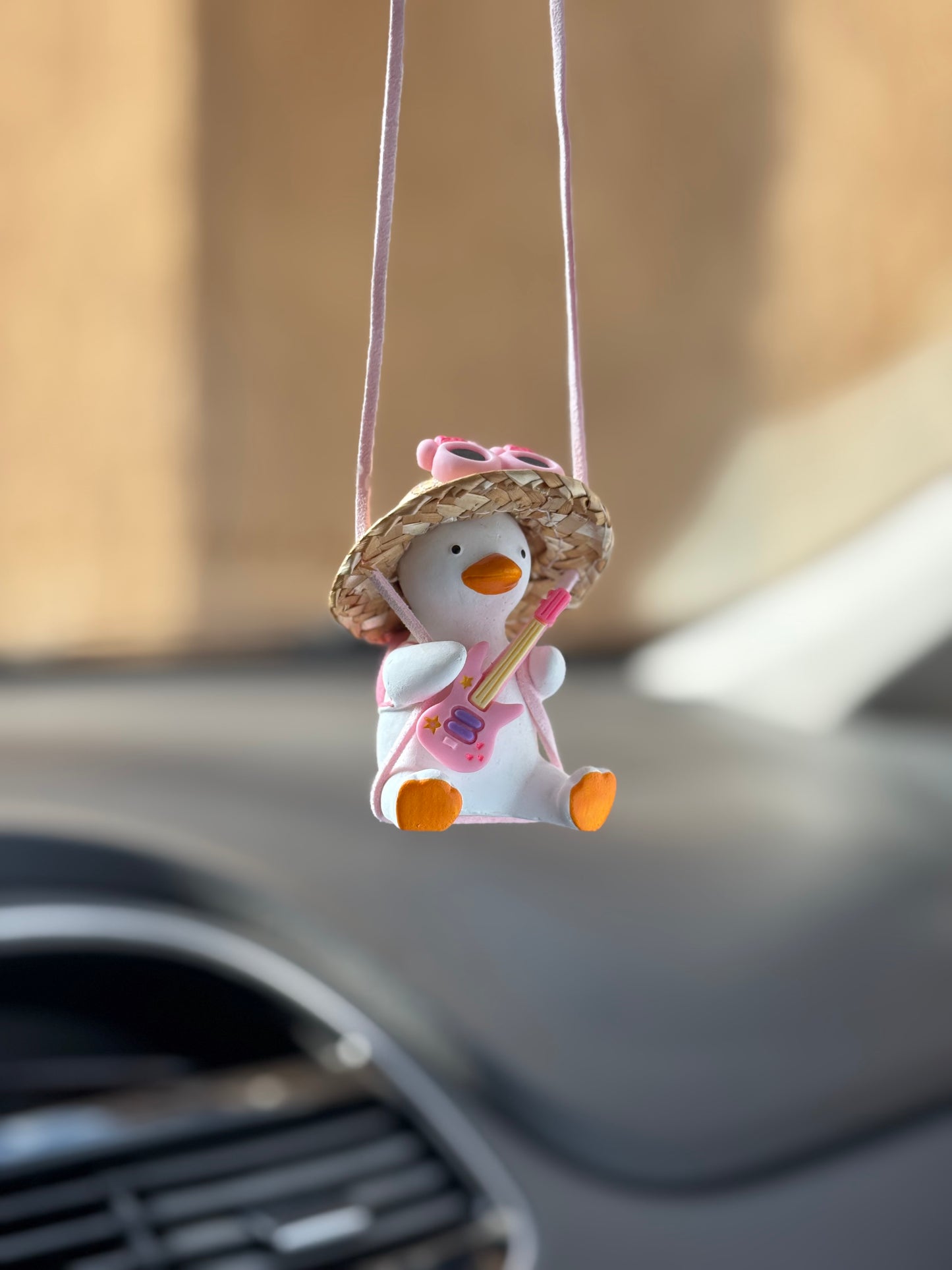 Pink Guitar Duck Mirror Pendant