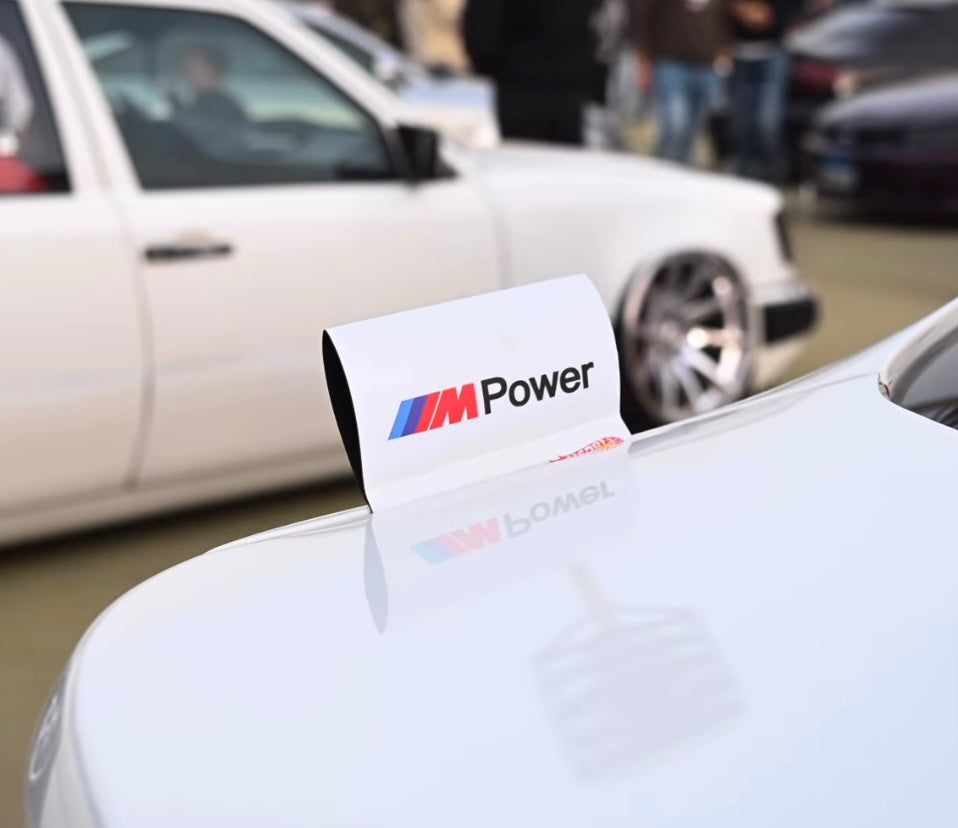 White M Power Car Tag