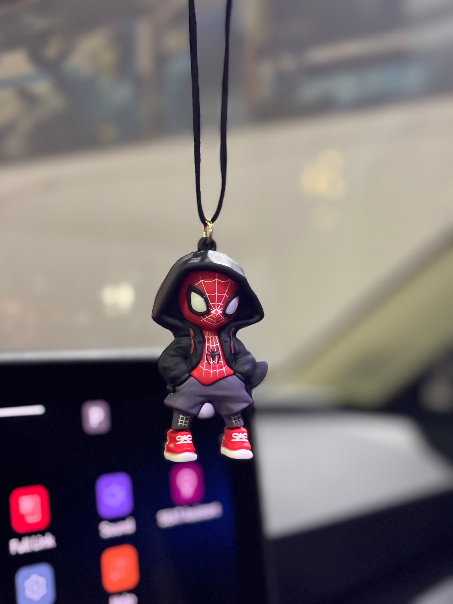 Black Spiderman Mirror Pendant