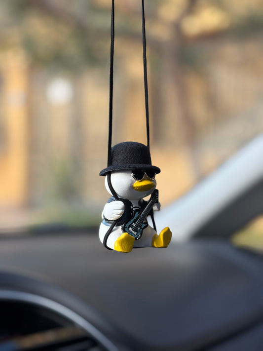 Blk Guitar Duck Mirror Pendant