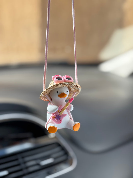 Pink Guitar Duck Mirror Pendant
