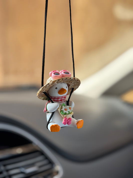 Flowers Duck Mirror Pendant